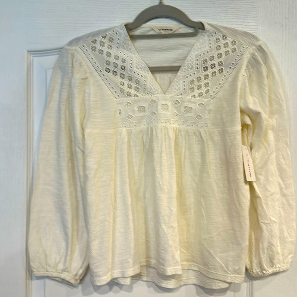 Women’s Lucky Brand long sleeve shirt. Cream Color. New with Tags. Size XS.